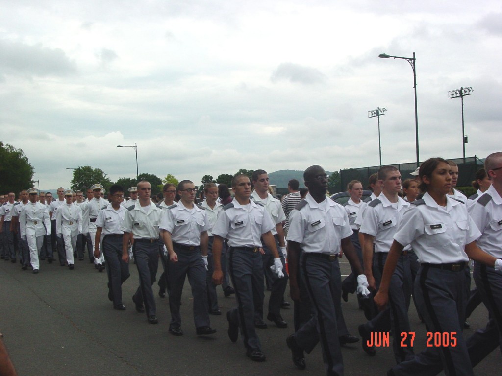 Marching back to barracks.